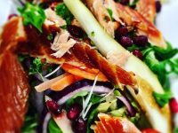 Smoked Salmon, Pear and Pomegranite Salad